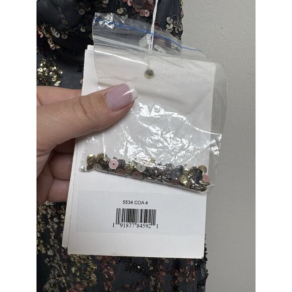 Mac Duggal One Shoulder Sequin Beaded Dress Charcoal Multicolor Size 4 NWT - Picture 7 of 10